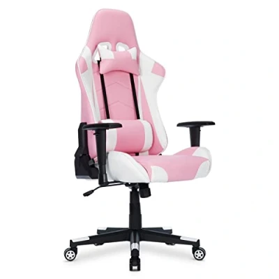 Abbildung von IntimaTe WM Heart Gaming Stuhl, Racing Stuhl mit Kopfstütze und Lordosenstütze, Ergonomischer Computerstuhl, Bürostuhl Hoher Rückenlehne, Drehstuhl Kunstleder PU Sportsitz, Rosa
