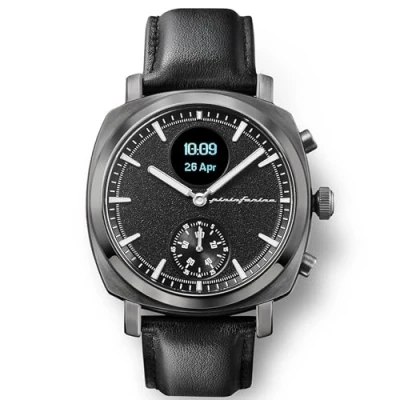 Abbildung von Pininfarina Senso Hybrid Smartwatch Analoge Uhr mit digitaler Anzeige Herzfrequenz, EKG, Sauerstoff, Schritte, Kalorien, Schlaf, Aktivitäten Kompass und GPS Schiefergrau