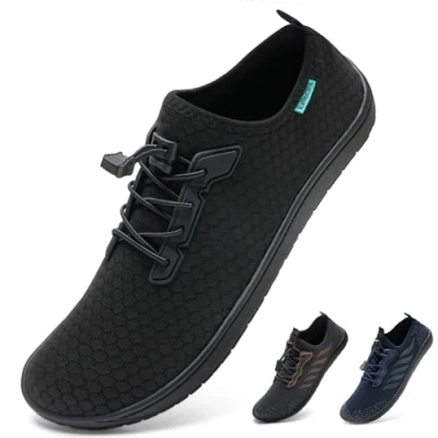 Abbildung von IceUnicorn Barfuss Schuhe Damen Barfussschuhe Herren Schnellverschluss Leichte Atmungsaktiv Fitnessschuhe(B Schwarz,39EU)