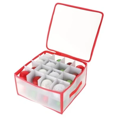 Abbildung von com four® Aufbewahrungsbox für 32 Weihnachtskugeln Christbaumschmuck Sortierbox Christbaumkugeln und Weihnachtsdeko Organizer Aufbewahrung Weihnachtsschmuck