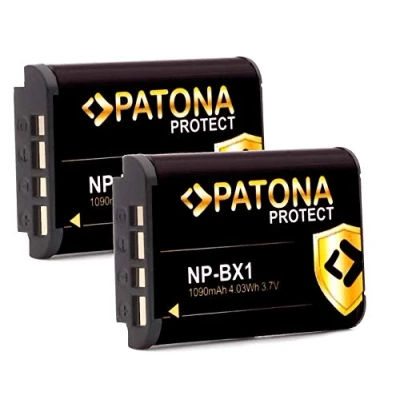Abbildung von PATONA Protect V1 (2X) NP BX1 Akku kompatibel mit Sony Vlog ZV 1 DSC HX90 HX95 HX99 RX100 WX350 HX400V HDR AS100V FDR X1000 X3000