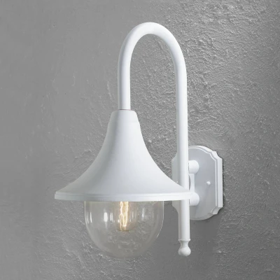 Abbildung von Konstsmide Bari 7237 250 Wandleuchte / B: 25cm T: 36cm H: 44cm 1x75W IP44 lackiertes Aluminium matt weiß