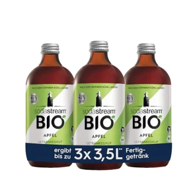 Abbildung von SodaStream Sirup 3x BIO Apfel, 1x Flasche ergibt 3,5 Liter Fertiggetränk, Sekundenschnell zubereitet und immer frisch, 500 ml
