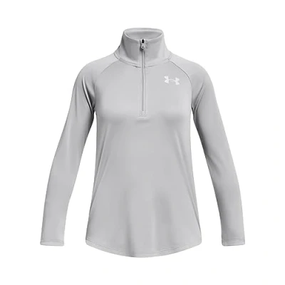 Abbildung von Under Armour TECH Graphic Langarmshirt für Kinder, Größe: 140, Hellgrau silber