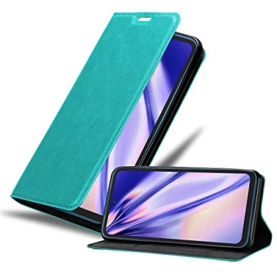 Abbildung von Cadorabo Hülle kompatibel mit Nokia XR20 aus Premium Kunst Leder Flip Klappbare Stoßfeste Magnetische [Standfunktion] [Kartenfächern] Cover für Tasche in Türkis