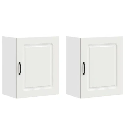 Abbildung von vidaXL Küchen Hängeschränke 2 STK. Kalmar Weiß Holzwerkstoff, Wandschrank Küche, Wandschrank, Oberschrank, Küchenschrank, Hängeschrank