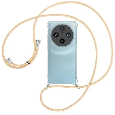 Abbildung von mtb more energy® Handykette kompatibel mit vivo X100 Pro (V2324A, 6.78&#039;&#039;) Goldkordel/Metallteile: Silber Smartphone Hülle zum Umhängen TPU Case