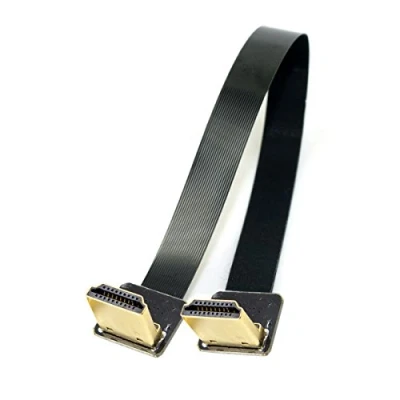 Abbildung von Cablecc CYFPV Dual 90 Grad nach unten abgewinkeltes HDMI Typ A Stecker auf Stecker, HDTV FPC Flachkabel, 20 cm, für FPV Multicopter Luftfotografie