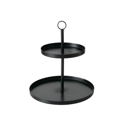 Abbildung von BOLTZE Dekoetagere Etagere Samina mit 2 Etagen, in Schwarz aus Eisen Industrial Design im skandinavischen Stil