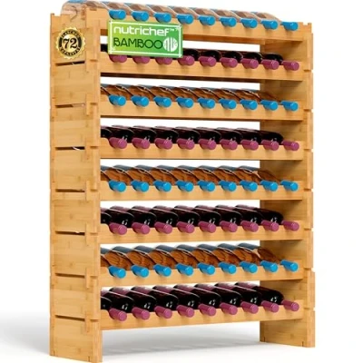 Abbildung von NutriChef Weinregal Flaschenregal Holz, Getränkeregal für 72 Flaschen, Wine Rack, stapelbar, Regal, Weinständer, Bottle Organizer, Keller, Getränkeschrank, Flaschenaufbewahrung,172x 25,4X 137,5 cm