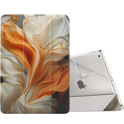 Abbildung von MoKo Hülle Kompatibel mit Neu iPad 9./8./7. Generation (2021/2020/2019), 10,2 Zoll Ständer, TPU Transluzent Matt Rückseite Cover Auto Schlaf/Aufwach Funktion, Seidig Beige