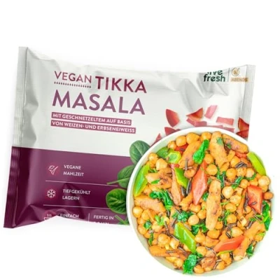 Abbildung von LiveFresh Tikka Masala 7 x 400g vegane Diät Feriggerichte Low Carb Lebensmittel mit 30g Protein und nur 512 kcal pro Portion Schnell zubereitet Schonend schockgefrostet