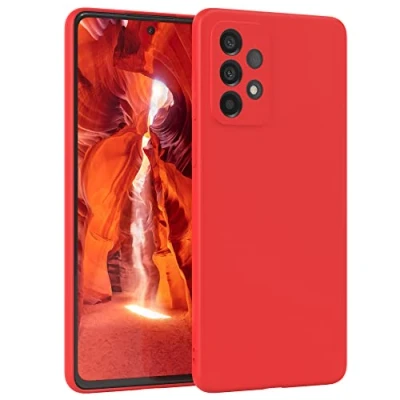 Abbildung von EAZY Case Silikonhülle für Samsung Galaxy A73 5G Hülle Silikon Rot weich stoßfeste Handyhülle Schutzhülle mit Kameraschutz Dünn Premium Schutz Cover TPU Phone Bumper in
