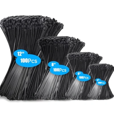 Abbildung von Hosuni 400 Stück Kabelbinder Schwarz,100/150/200/300 mm UV Beständig,Kabelbinder Set Nylon Verschiedene Größen für Kabelmanagement,Gartenarbeit,Wohnen,Werkstätten