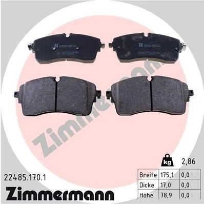 Abbildung von ZIMMERMANN 22485.170.1 Bremsbelagsatz für Verschleißwarnanzeiger vorbereitet Foto entspricht Lieferumfang LAND ROVER: Range Rover Sport