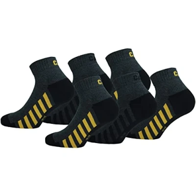 Abbildung von Caterpillar 6 Paar Sneaker Work Knöchellang Fußgewölbestütze Frottee Einlegesohle Baumwolle (Anthrazit Schwarz, 43 46)