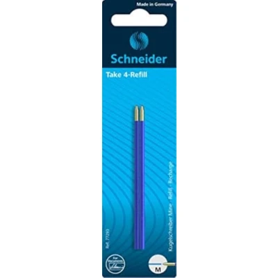 Abbildung von Schneider Take 4 Kugelschreiberminen (2 Stück, Ersatzminen für Vierfarb Kugelschreiber) blau