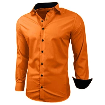 Abbildung von BAXBOY Langarmhemd Kentkragen Businesshemd Slim Fit Hemd mit farblich abgesetzten