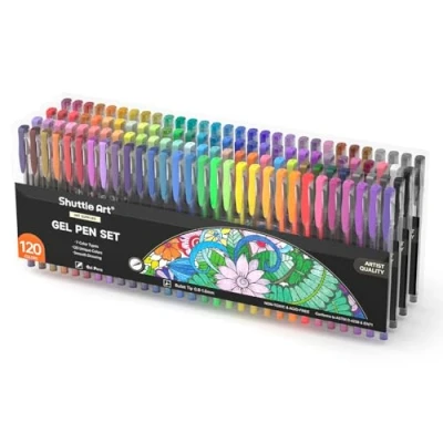Abbildung von Shuttle Art Gelstifte, 120 Farben Gel Malstifte für Erwachsene Packung, Gelschreiber Set mit Glitzer Metallic Neon Pastell Swirl Farben, Gelstifte Kinder und Malbücher Kritzeln Zeichnen