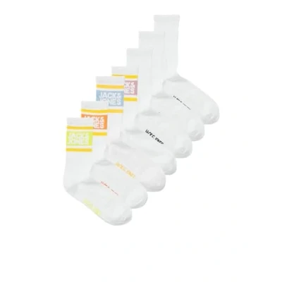 Abbildung von JACK &amp; JONES Herren Jaclogo Stripe Tennis Sock 7 Pack Socken, White/Pack:White White White, Einheitsgröße