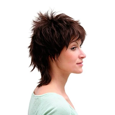 Abbildung von WIG ME UP 26155 6 Perücke, braun, frech, 80er,NDW,Kurzhaarschnitt