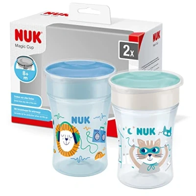 Abbildung von NUK Magic Cup Trinklernbecher 8+ Monate 230 ml auslaufsicherer 360 Trinkrand BPA frei blau 2 Stück