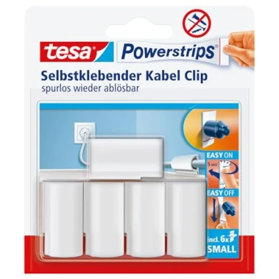 Abbildung von tesa Klebehaken Powerstrips Kabel Clip weiß