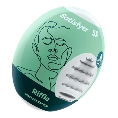 Abbildung von Satisfyer Masturbator Egg, Struktur Riffle, hydro aktives TPE, kein Gleitgel nötig, zum einmaligen Gebrauch, Stil:Riffle