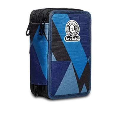 Abbildung von Federmäppchen INVICTA, Mäppchen, mehrfarbig, Federtasche für Schreibwaren, Etui mit Stiften, Kugelschreiber, &amp; mehr, 3 Fächer, Mädchen Jungen, Schule Grundschule, XXL Fantasy blau