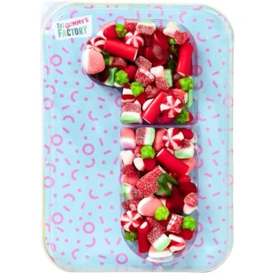 Abbildung von Gommy&#039;s Factory Geburtstag Süßigkeiten Box Nº1 Weingummi Kuchen Kindergeburtstag Lecker und Perfekt Für Jede Feier Birthday Cake Party Number 500g Candy