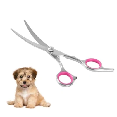 Abbildung von Haustier Hundepflege Schere,Hochleistungs Titan Beschichtetes Edelstahl Hundesalon Trimmer Ausdünnung/Gerade/Gebogene Schere