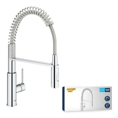 Abbildung von GROHE Get Einhand Spültischbatterie (mit herausziehbarer Brause, Profi einfache Rückführung), chrom, 30361000