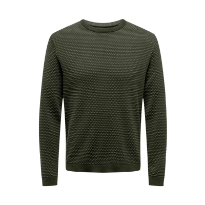 Abbildung von ONLY &amp; SONS Herren Lässiger Pullover Feinstrick Design Longsleeve Sweater Gepunktet ONSTAPA