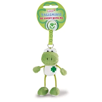 Abbildung von NICI 49388 Schlüsselanhänger Talisminis Frosch 7 cm grün Kuscheltieranhänger mit Schlüsselring für Schlüsselband, Schlüsselbund &amp; Schlüsselhalter Glücksbringer Taschenanhänger Botschaft, Cartoon