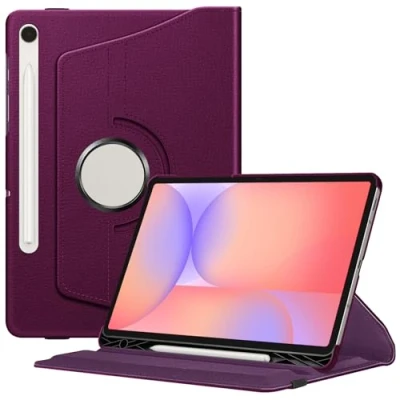 Abbildung von Fintie Hülle für Samsung Galaxy Tab S9 FE 10.9 Zoll/S9 11 Zoll 2023 Tablet mit S Pen Halter Schutzhülle Cover 360 Grad drehbarem Ständer und Auto Schlaf/Wach Funktion, Lila