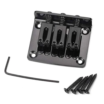 Abbildung von Alnicov E Gitarrenbrücke, verstellbare 3 saitige feste Gitarrenbrücke für Cigarbox Gitarre (schwarz)