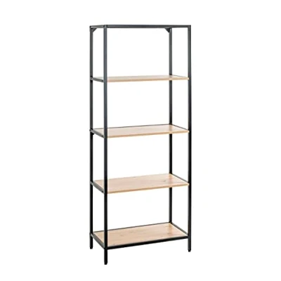 Abbildung von HAKU Möbel Regal Eiche, schwarz, MDF, Metall Maße: B 64 cm x H 167 T 35 cm, Style: Modern