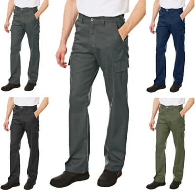 Abbildung von Lee Cooper LCPNT205 Herren Pflegeleichte Berufssicherheitshose im klassischen Cargo Stil mit mehreren Taschen, Grau, 40W / 33L