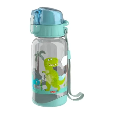 Abbildung von HABA Trinkflasche Dino Kinder Wasserflasche 400 ml, BPA frei, mit Trageschlaufe &amp; großer Öffnung, leicht auslaufsicher, ab 12 Monaten 2012444005