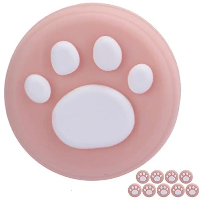 Abbildung von Cat Claw Daumengriffe Abdeckung aus weichem Silikonmaterial für Controller 10 teilige Joystick Wippkappe Universal Switch &amp; Lite(Weiße Pfote auf Rosa)