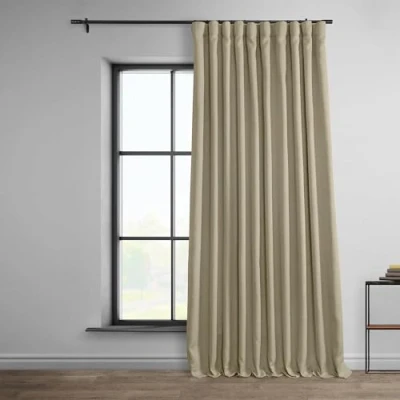 Abbildung von HPD Half Price Drapes Extra breite Raumverdunkelungsvorhänge für Wohnzimmer, 100 x 96 cm, Leinenimitat, BOCH LN18542 DW (1 Panel) Thatched Tan