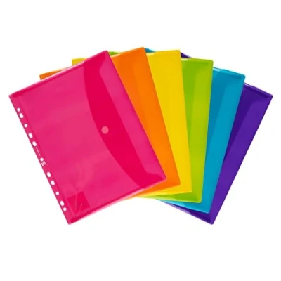 Abbildung von Oxford Dokumenten Mappen A4, Taschen mit Klett Verschluss, zum Abheften, sortiert, Mehrfarbig, 6er Pack