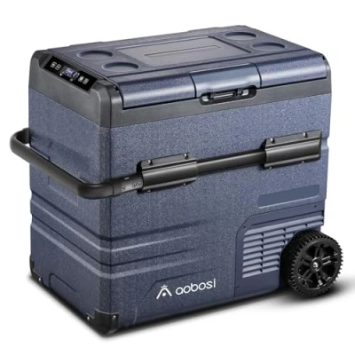 Abbildung von AAOBOSI Kompressor Kühlbox 55L, Auto mit Akku, APP, LED Touch, bis 20 C 12v 230v für Camping, LKW, Boot, Reisemobil, Dual Zone Unabhängige Kontrolle