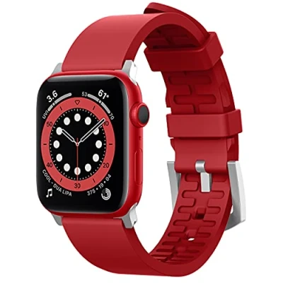 Abbildung von elago Apple Watch Sportarmband Kompatibel mit 10/9/8/SE2/7/SE/6/5/4 und Ultra 2/Ultra [38/40/41/42/44/45/46/49mm], Smartwatch Ersatz Armband (Rot)