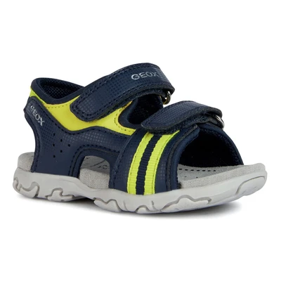 Abbildung von Geox Sandale &quot;B SANDAL FLAFFEE BOY&quot;, Sommerschuh, Klettschuh, Sandalette, mit neonfarbenem Textilband
