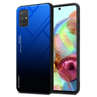 Abbildung von Cadorabo Hülle kompatibel mit Samsung Galaxy A71 4G Schutzhülle TPU Silikon Case Glas Slim Kratzfest Weiche Gummi Rundumschutz für in Schwarz
