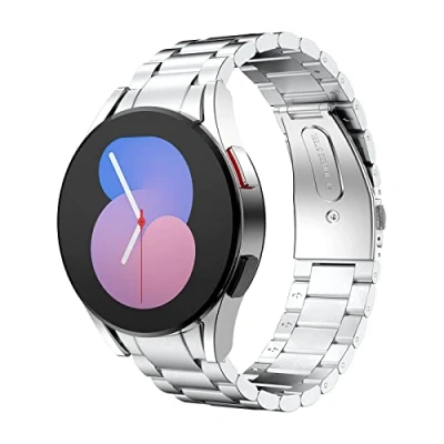Abbildung von MoKo Metall Armband Kompatibel mit Samsung Galaxy Watch 7 FE 6 5 4 40mm 44mm/Watch Classic 43mm 47mm/Watch Pro 45mm/4 42mm 46mm, Edelstahl Ersatzarmband Uhrenarmband, Silber