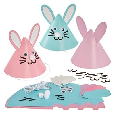 Abbildung von Baker Ross FX502 Osterhasen Zipfelmützen Bausätze 6er Pack, Osterbasteleien und Partyzubehör