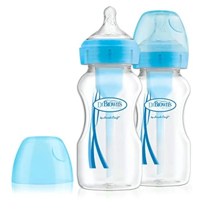 Abbildung von Dr. Brown&#039;s Options+ Anti Kolik Babyflasche, breiter Hals, 270 ml, 2 Stück, Blau