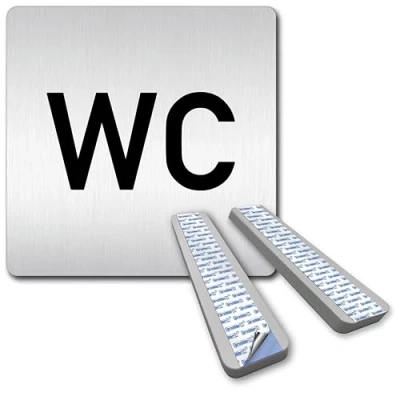 Abbildung von Türschilder24 XXL Schild Türschild 125 x mm WC Toiletten 1,5 Aluminium Vollmaterial 100% Made in Germany (WC Text + Abstandhalter)